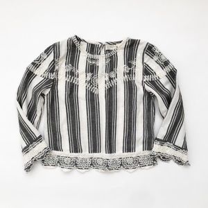 Zara Girls | Embroidered Stripe Casual Top
